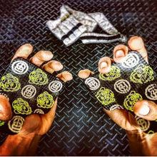 Load image into Gallery viewer, Monkey Grips crossfit pull up weightlifting gloves. The original lime. Thumb through loop. Weighted vest.